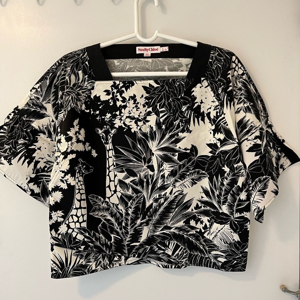 See By Chloe tropical floral boxy top